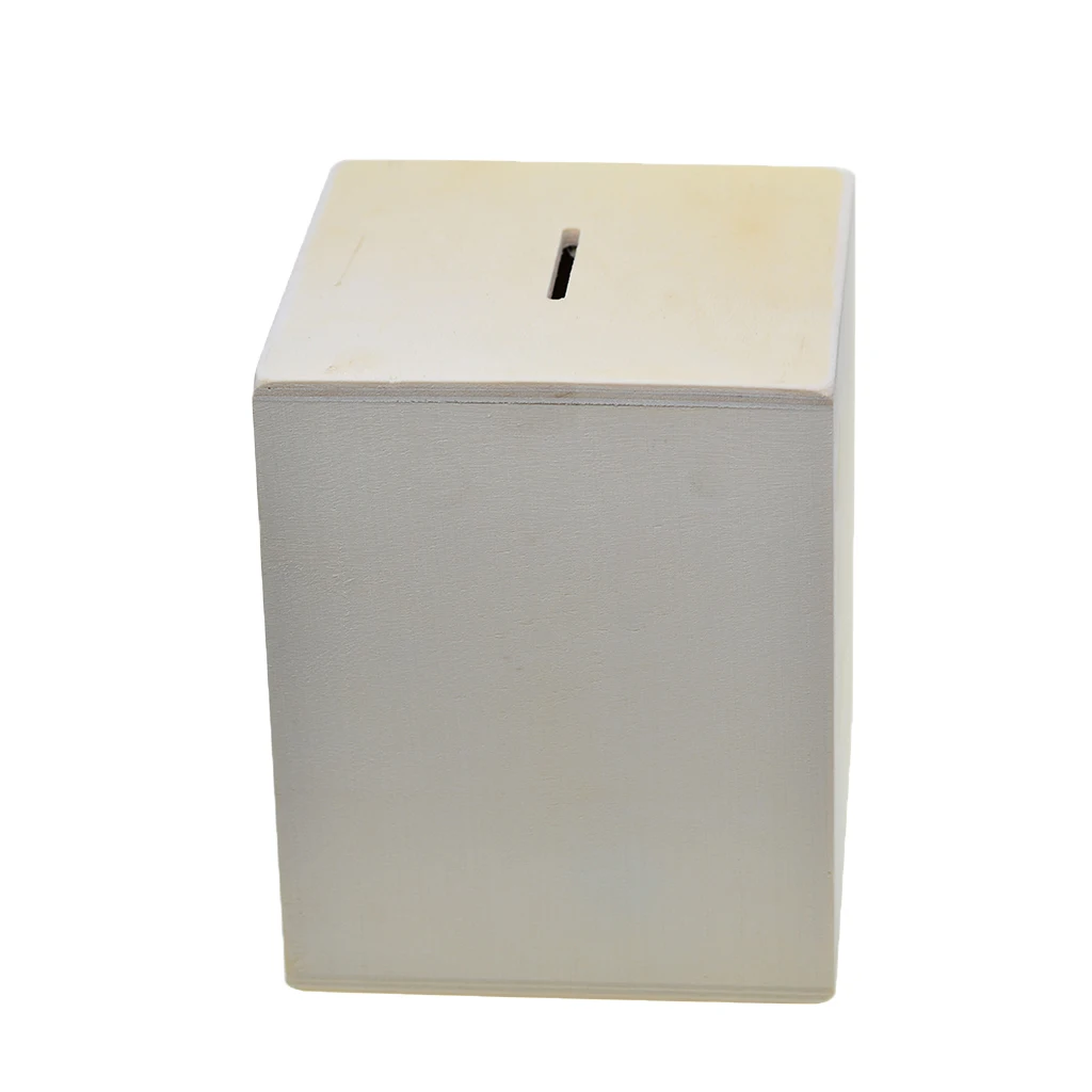 DIY Cuboid необработанные деревянные монетные банки коробка для экономии денег