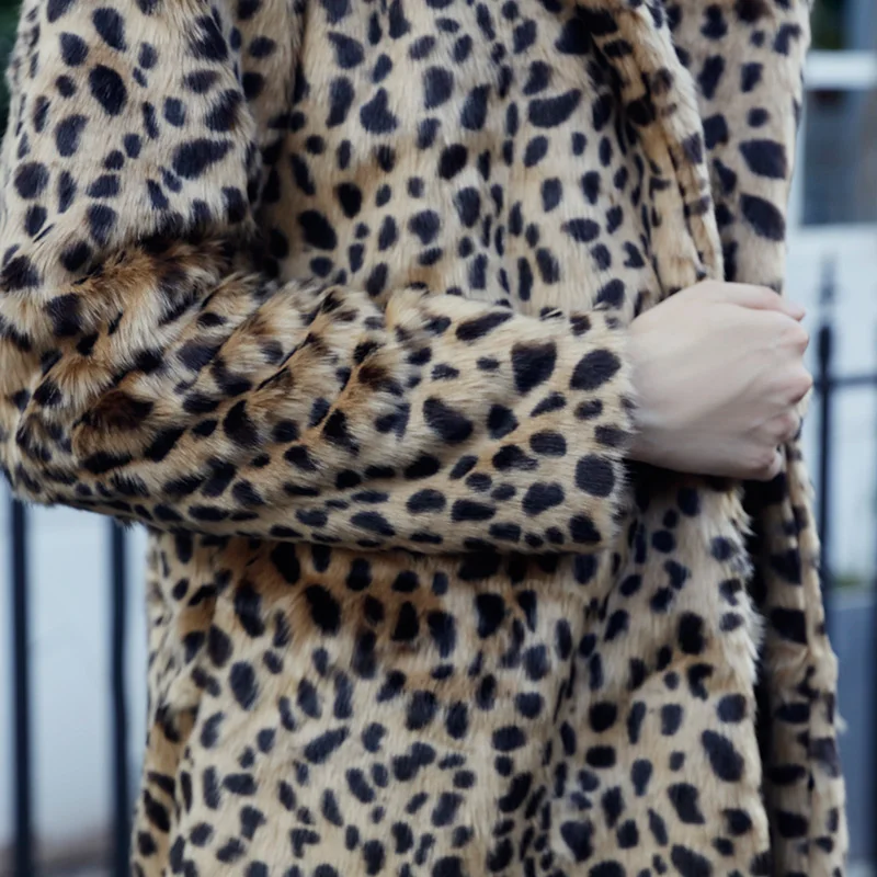 

New vogue Luxury Faux Fur Coat For Women Winter Autumn Warm Fashion Leopard Artificial Fur Female Slim Outwear Jacket 6Q2176