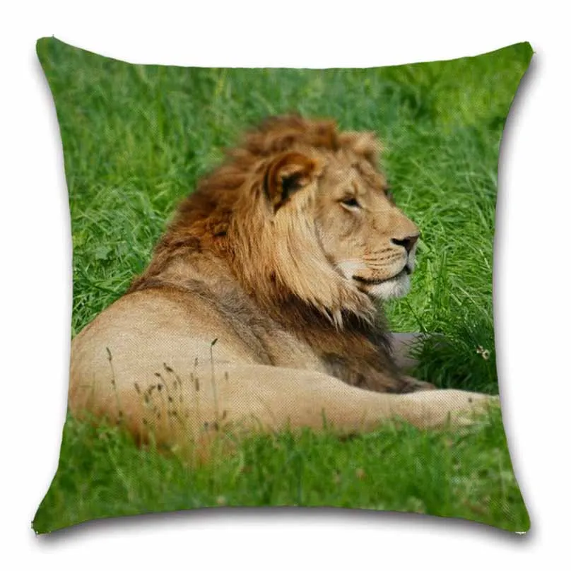 Lion printed Animals colorful cushion cover Throw Decor Chair seat sofa Decorative Home kids friend living room gift Pillowcase | Дом и сад