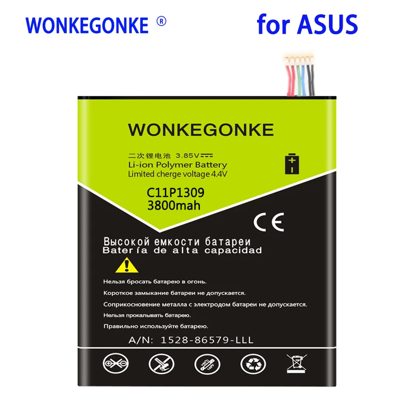 Аккумулятор WONKEGONKE 3800 мач C11P1309 для ноутбука Asus Fonepad Note 6 (ME560CG) FHD6|Аккумуляторы