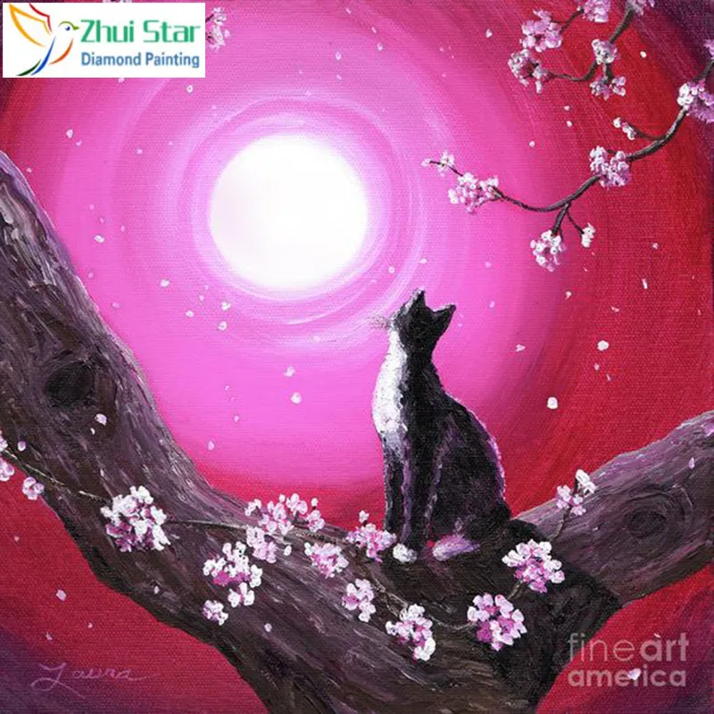 Жуй star 5d diy Алмазная вышивка с Луной для кошек алмазная Вышивка крестиком