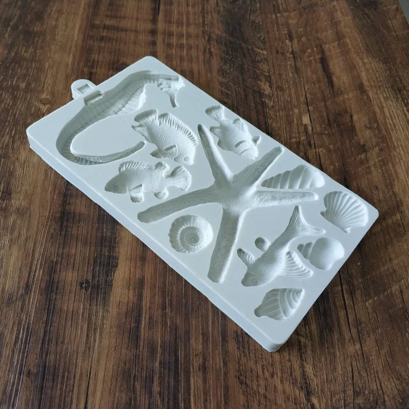 3D Русалка морская лошадь ракушка Морская звезда силиконовые формы помадка форма для шоколада сделай сам украшения торта инструменты Кекс Конфеты Плесень MH027
