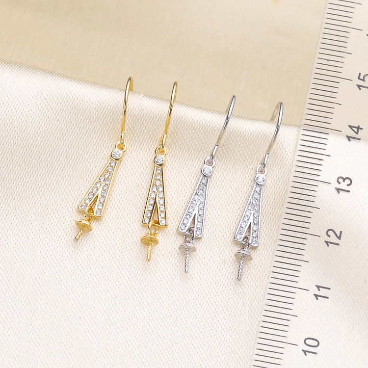 S925 Pure Silver Earrings Holder Women DIY Pearl Jewelry Fittings Silver&ampGold Color 3Pairs/Lot | Украшения и аксессуары