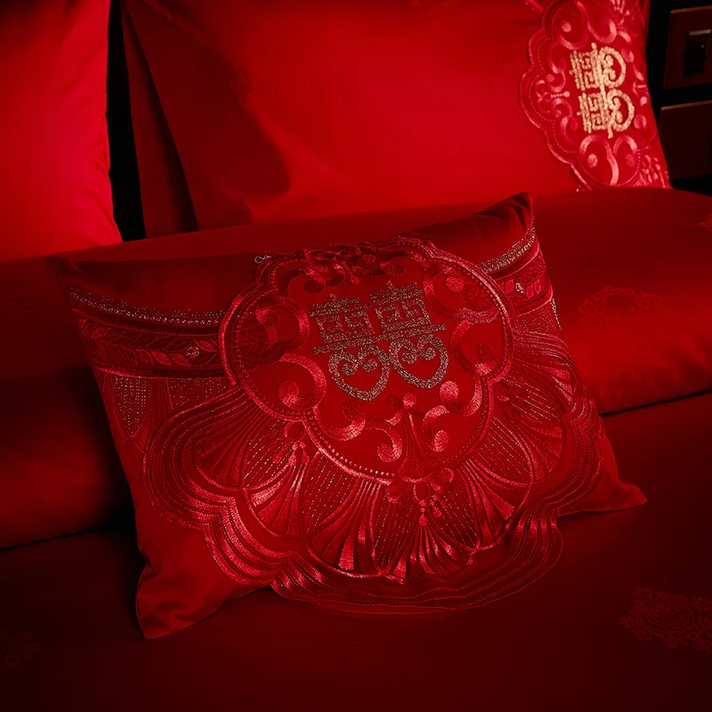 

Luxury embroidery Bedding Sets Queen King Size Egyptian Cotton Bedlinens Duvet Cover Bedsheet Pillow Cases 4/6/9pcs for wedding