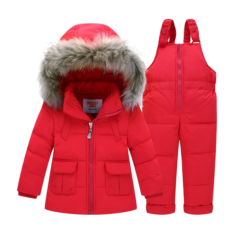 Kids Winter Coat Girls Boys Down Coat Children Warm Snowsuit Outerwear + Romper Clothing Set Russian children's Winter jackets