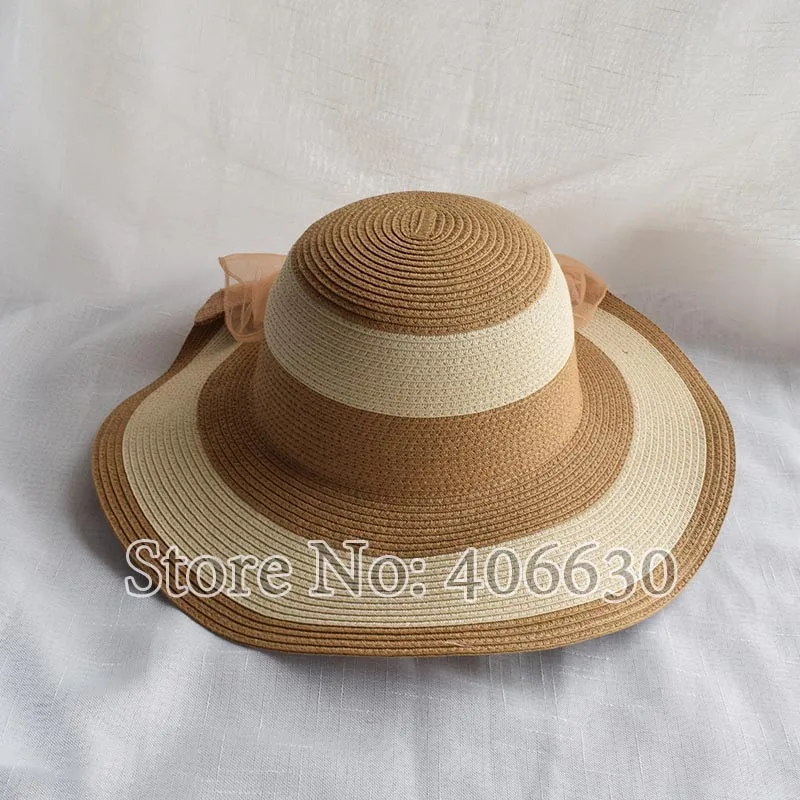 LongBaiLi Elegant Wide Brim Paper Braid Floppy Hats For Women Sun Beach Caps SADS007 | Аксессуары для одежды