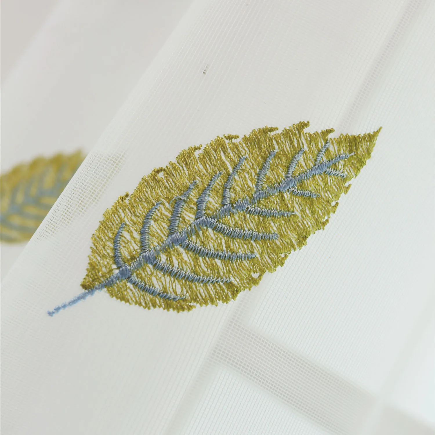 Занавески Slow Soul с синими и зелеными вышитыми листьями для гостиной занавески