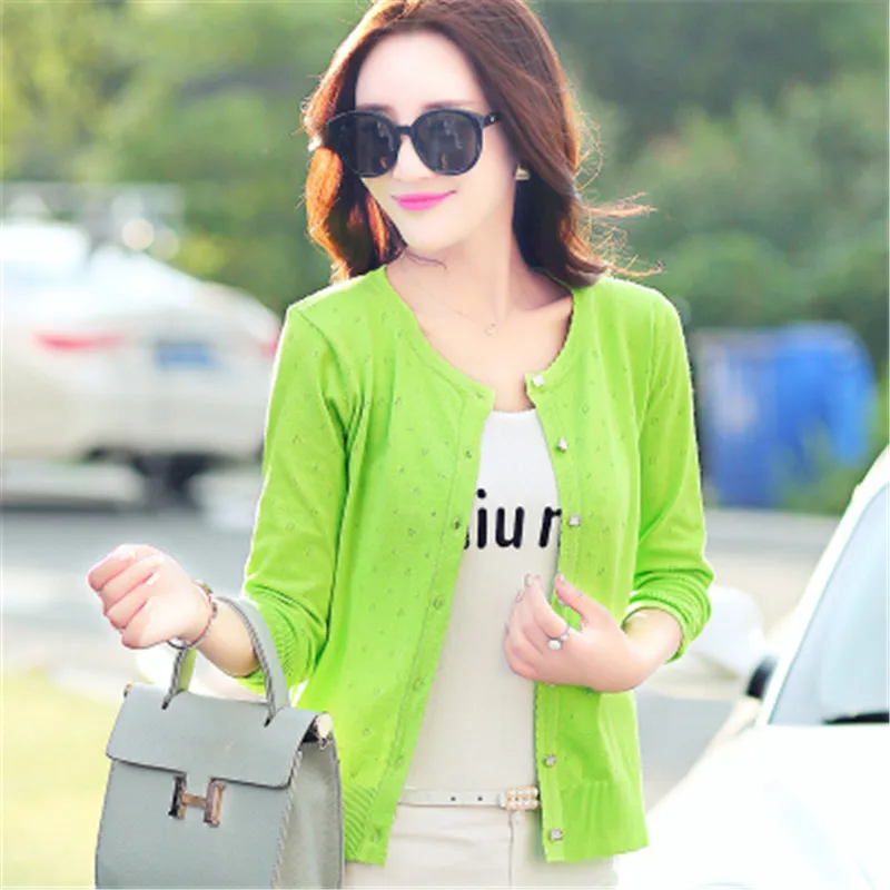 Women Hollow Knitting Cardigan Sweater 2019 Fashion Long Sleeve Coat Spring Summer Thin Shawl Short Jacket Female Solid Knit Top |