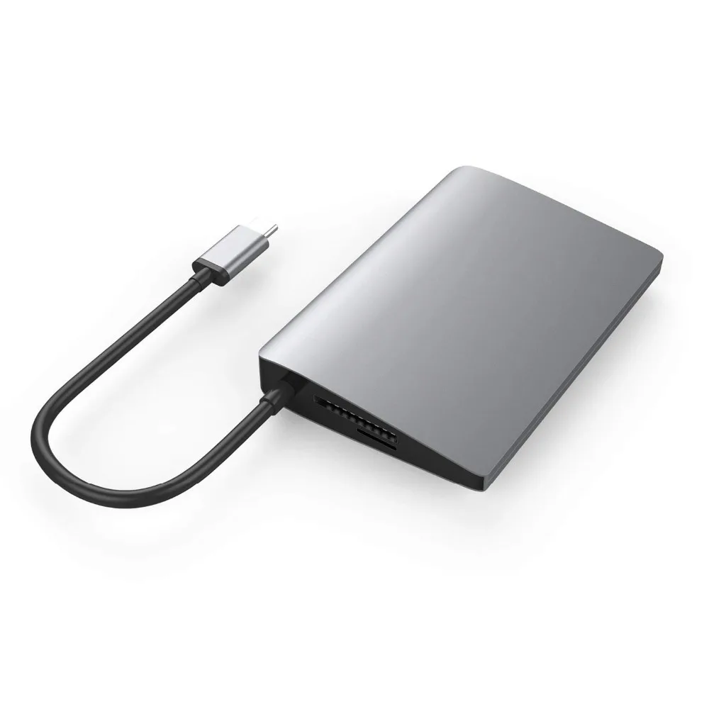 USB C концентратор 8-в-1 адаптер с гигабитным Ethernet Type источник питания HDMI выход SD и TF