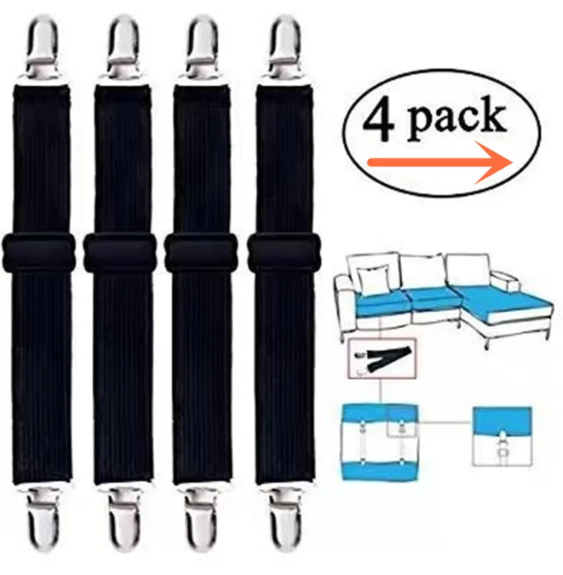 

4pcs Adjustable Elastic Bed Sheet Mattress Cover Corner Holder Clip Fasteners Straps Grippers Suspender Cord Hook Loop Clasps