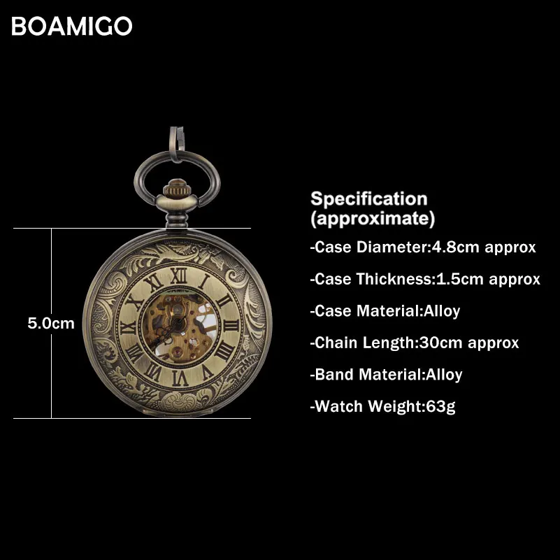 Мужские механические часы Античные FOB карманные скелетоны римские цифры