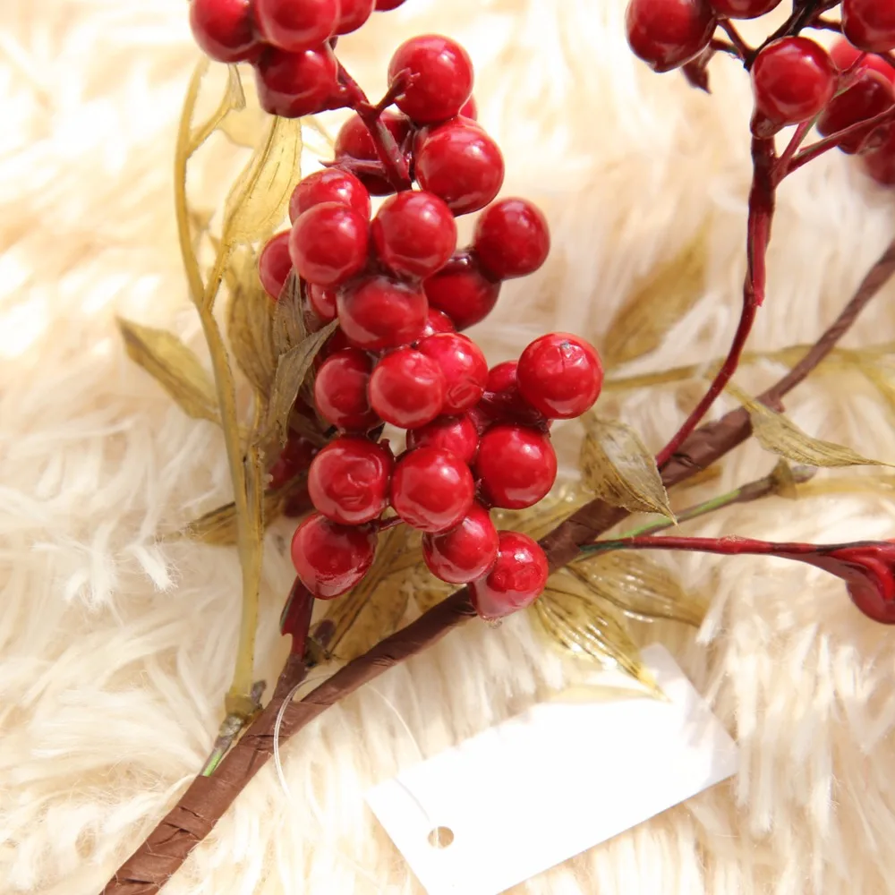 1 pcs artificial berry green bean foam flowers home decor small fake flowers bacca fruit branch decoration accessories fake plan