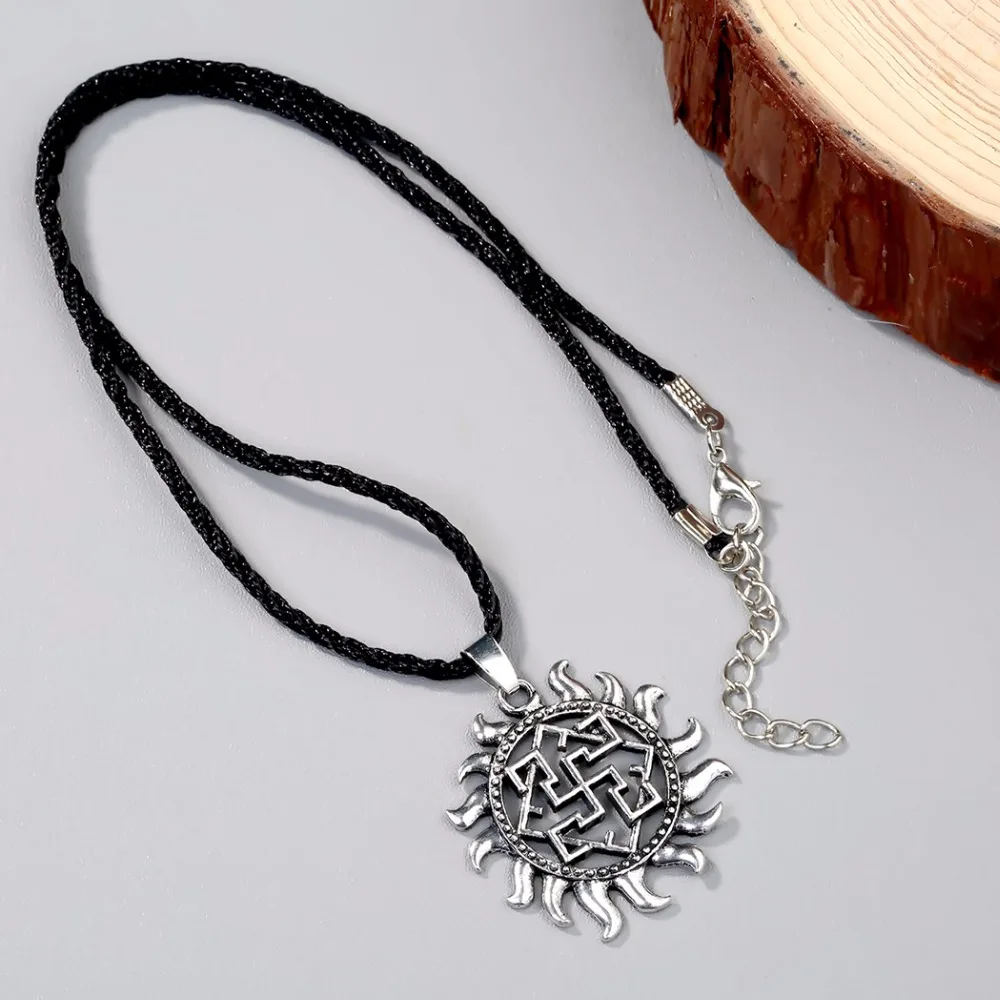 CHENGXUN Fashion Male Solar Sun Pendant Necklace Leather Chain Vintage Ancient Charms Choker Trendy Jewelry | Украшения и