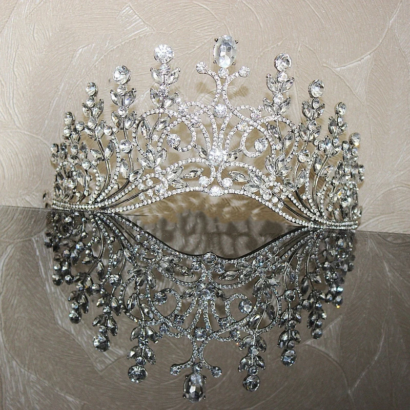 Himstory сверхбольших Кристалл Rhinestone тиары свадебные Украшения для волос Свадебные