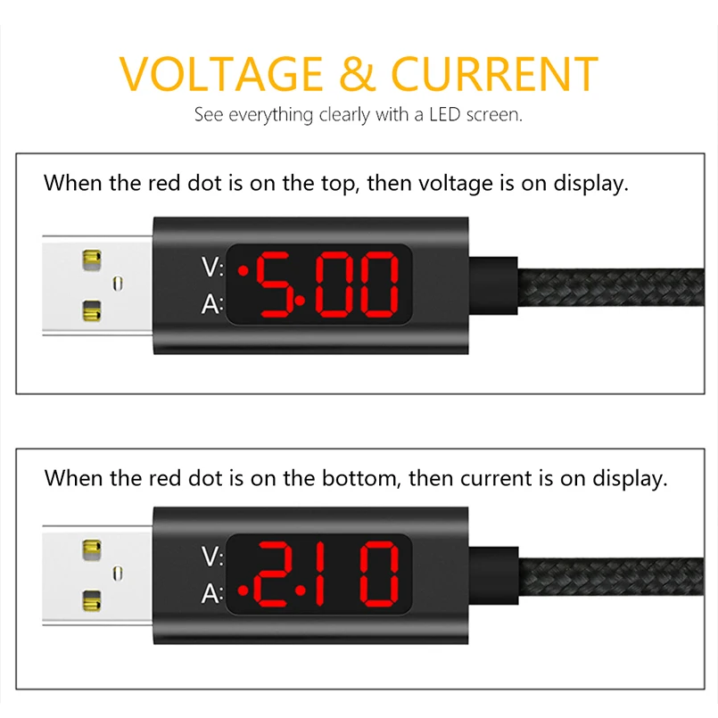 ASINA Напряжение Ток дисплей Быстрая зарядка кабель для Android Micro USB нейлоновый
