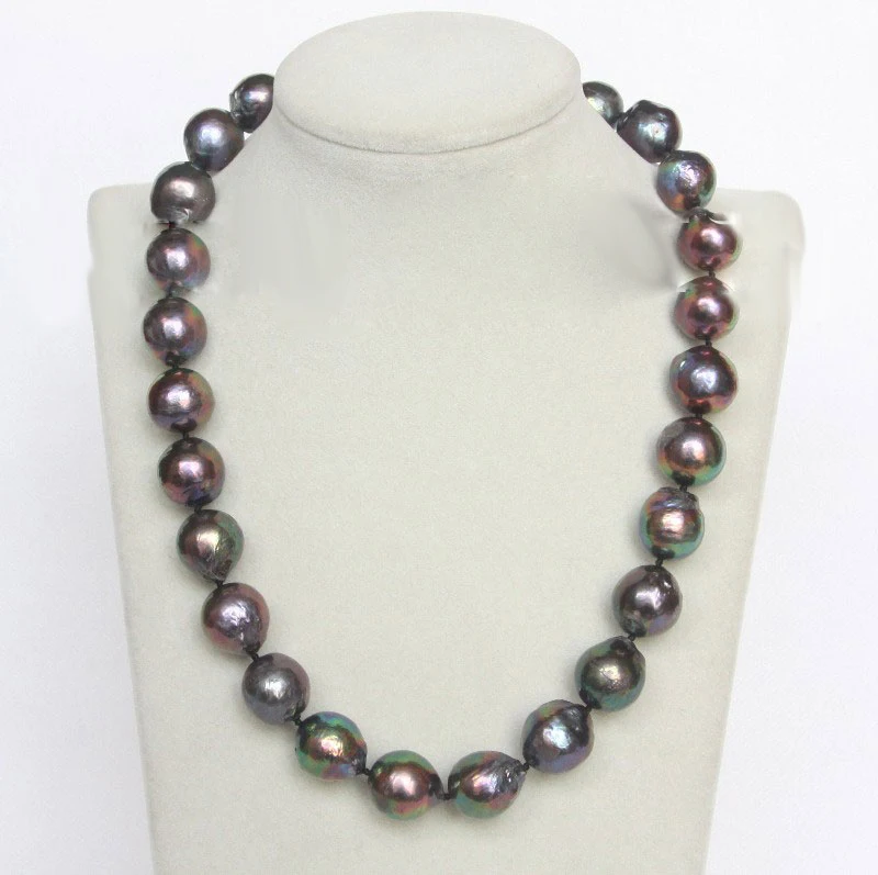 Огромное ожерелье в стиле барокко 15 мм цвет черный павлин | Украшения и