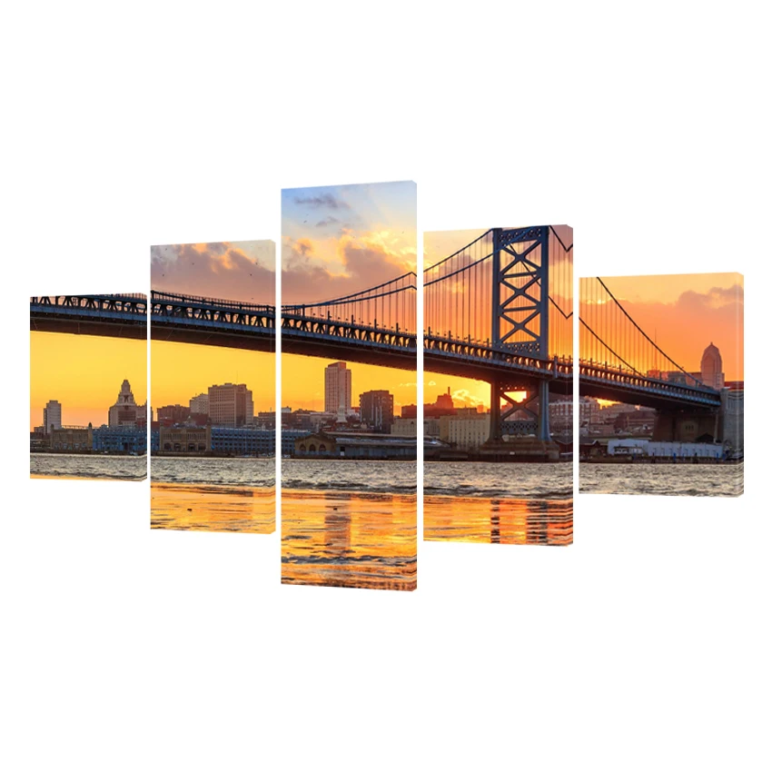 5 шт. Картина на холсте Современная Нью Йорк Бруклинский мост стене Декор
