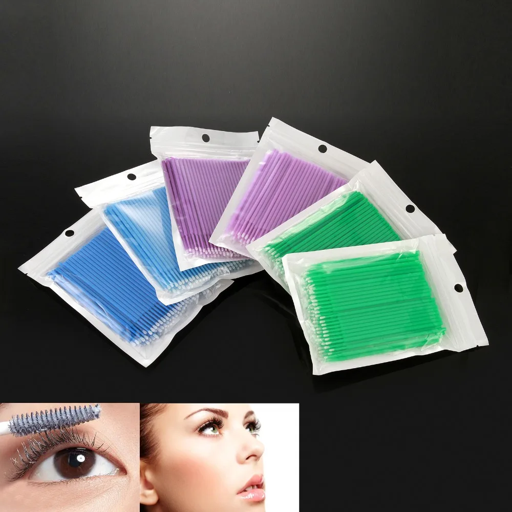 

100Pcs/bag S/M/L Disposable Eyelash Swab Applicator Micro Mascara Brush Extension