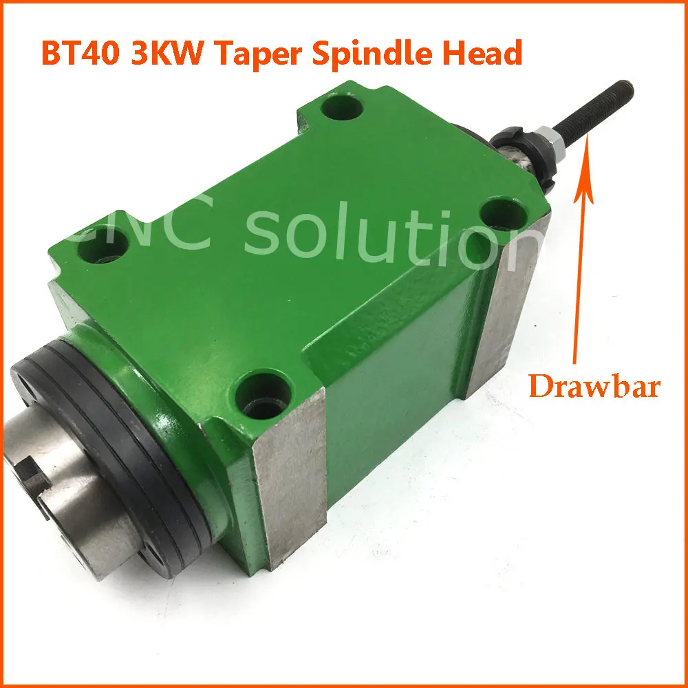 

3KW 4HP Spindle Head BT40 Taper Power Head Unit Max Speed 3000rpm 5pcs Bearings & Drawbar CNC Drilling Machine Spindle Tool
