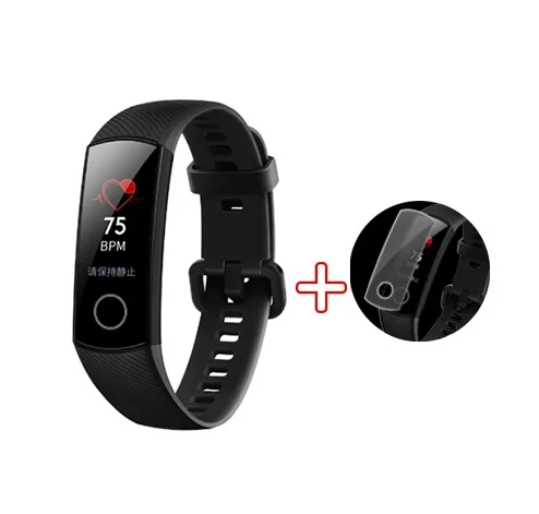 Black Add Film Смарт-браслет Honor Band 4, сенсорный экран 0,95 дюйма, фитнес-трекер, водонепроницаемый, для плавания, для обнаружения пульса и сна - Цвет: Black Add Film