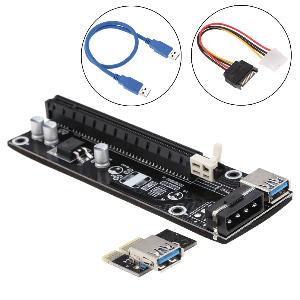PCI E USB 3 0 1x к 16x расширитель переходника платы адаптера с SATA кабель питания и