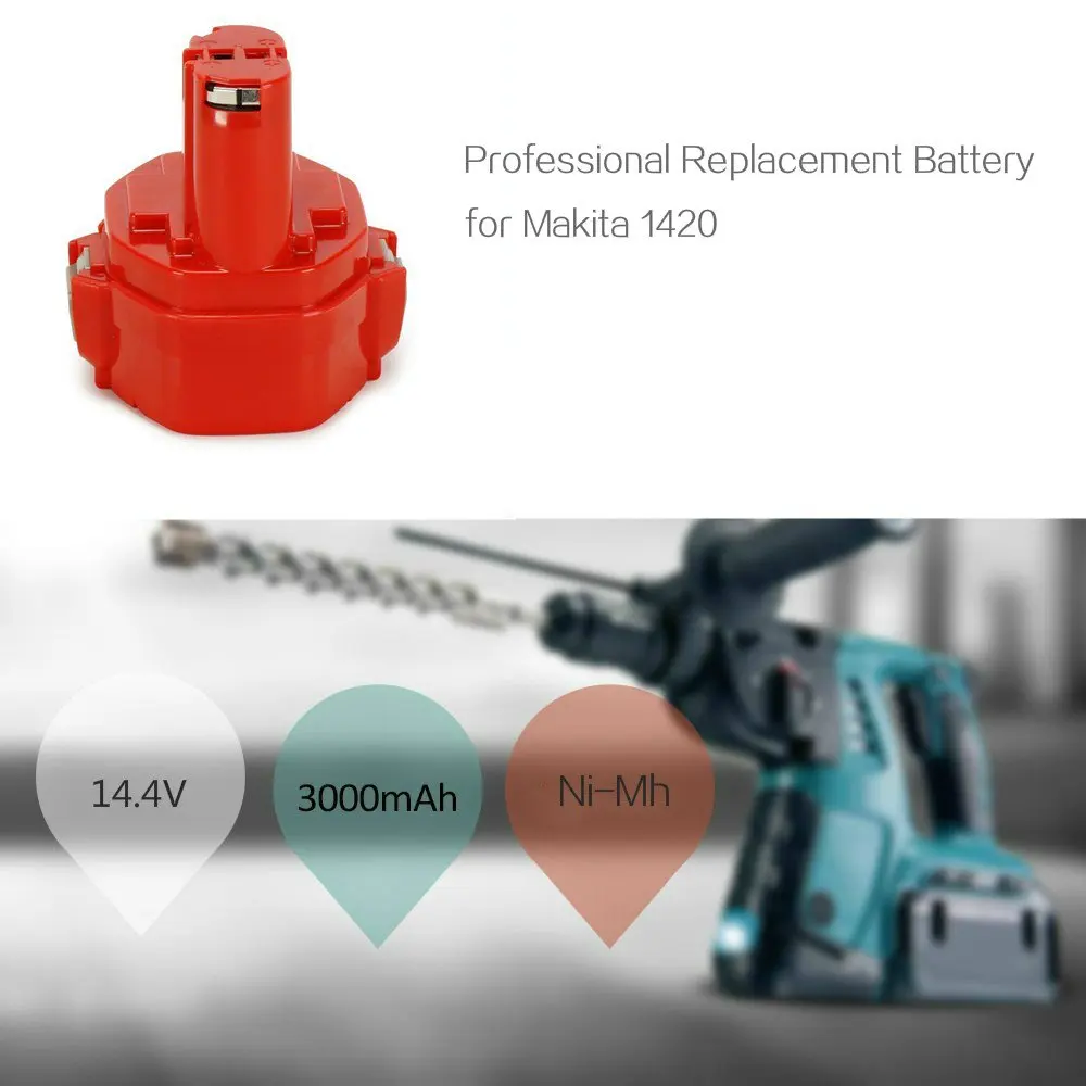 Makita 14,4 V 3.0Ah никель-металл-гидридного Замена Батарея для 1420 1422 1433 1434 1435 1435F PA14 192600-1 193158-3 192699-A 6233d или больше