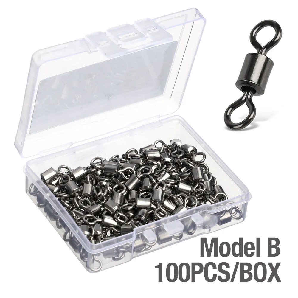 100 pcs B DONQL 50/100 шт./лот, подшипник, форма завальцовки, рыболовный соединитель, поворотные приманки из нержавеющей стали, соединитель для морской рыбы, аксессуары, снасти - Цвет: 100 pcs B