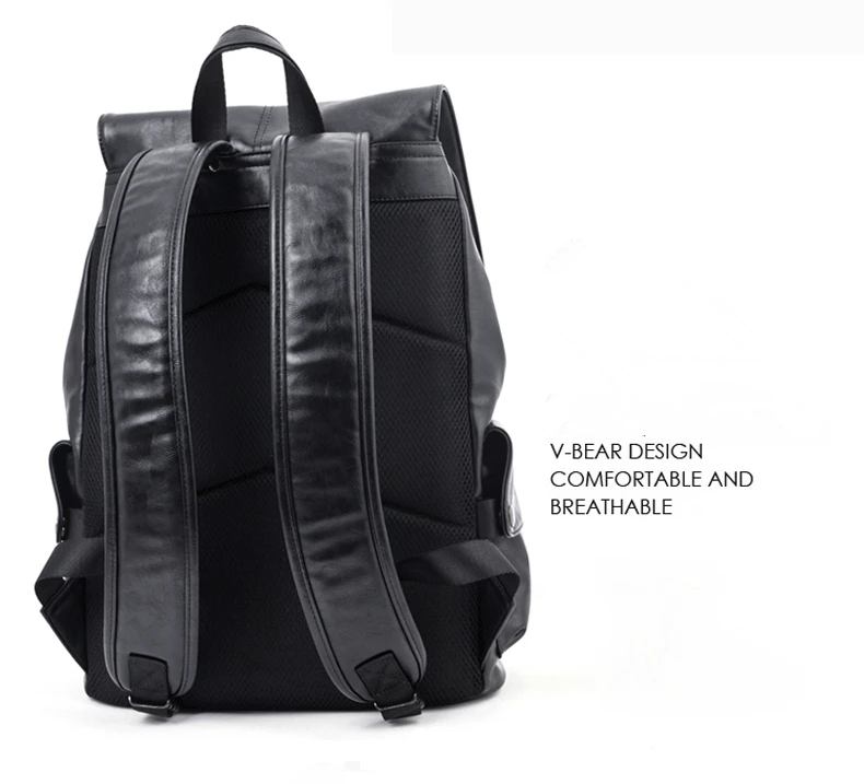 

casual Leather backpack men laptop Backpacks women school bags for male Business bagpack travel Shoulder bag mochila masculina