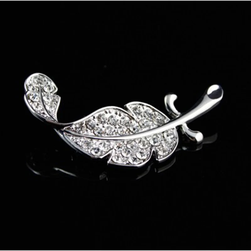 Vintage Cute Beautiful Retro Feather Leaf Rhinestone Planted Mini Brooch Pin CX17 | Украшения и аксессуары