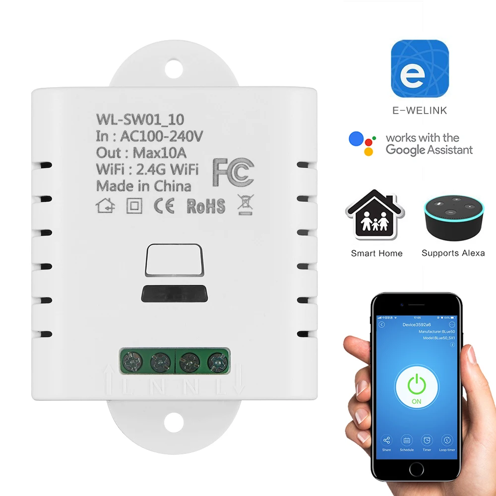 Беспроводной смарт выключатель с поддержкой Wi Fi 10 А/16 А|smart wall switch|voice control switchwall