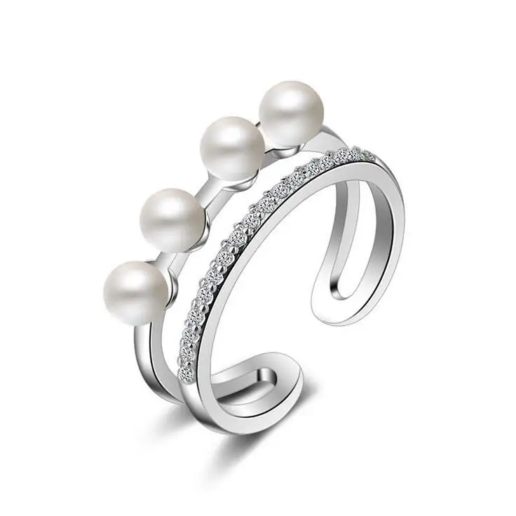 

Новое поступление, хит продаж, модные блестящие циркон & pearl 925 серебро женские свадебные кольца для женщин, ювелирное изделие, подарок