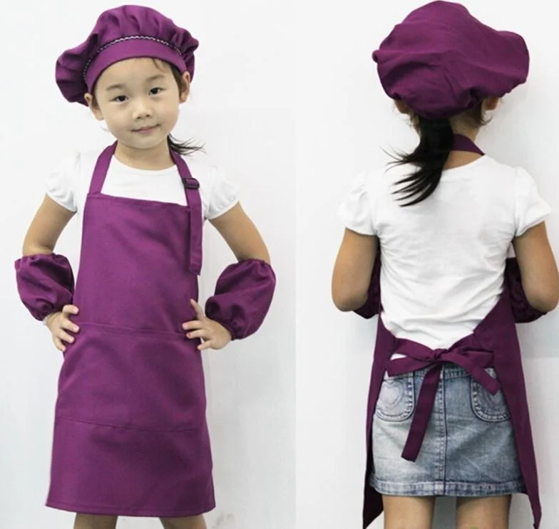 

3 color Cute Child Apron Painting cooking apron Sleeveless Apron With pockets Craft kitchen apron Art Bib