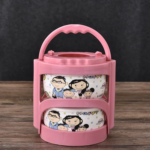 P with bag Рисунок «Hello Kitty» коробка 4 шт./компл. Портативный Керамика Коробки для обедов с изоляционные мешки термос для Еда детская Коробки для обедов Еда контейнер для хранения - Цвет: P with bag