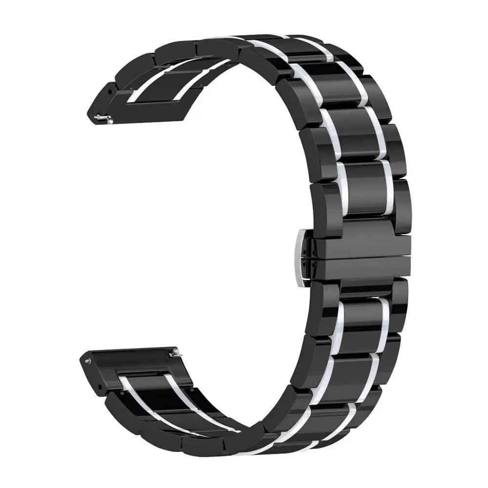 Керамический ремешок для samsung galaxy active 46/42, ремешок для часов Amazfit Pace/Stratos 2/Bip, Смарт-часы, керамический ремешок, высокое качество - Цвет ремешка: black white