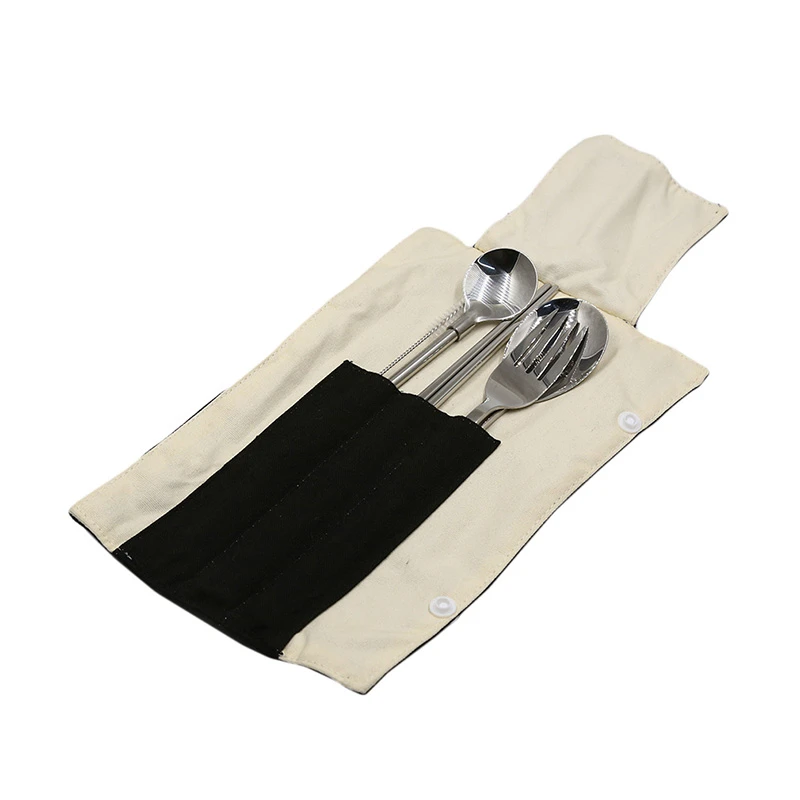 5pcs/set Cutlery Suit 304 Stainless Steel Portable Recyclable Spoon Chopsticks Straw For Restaurant Hotel Family Travel | Дом и сад
