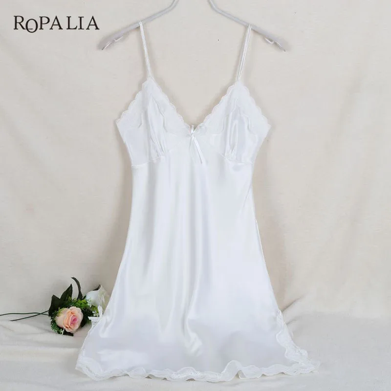 Женское шелковое атласное Ночное платье ZH ночная рубашка без рукавов с v-образным