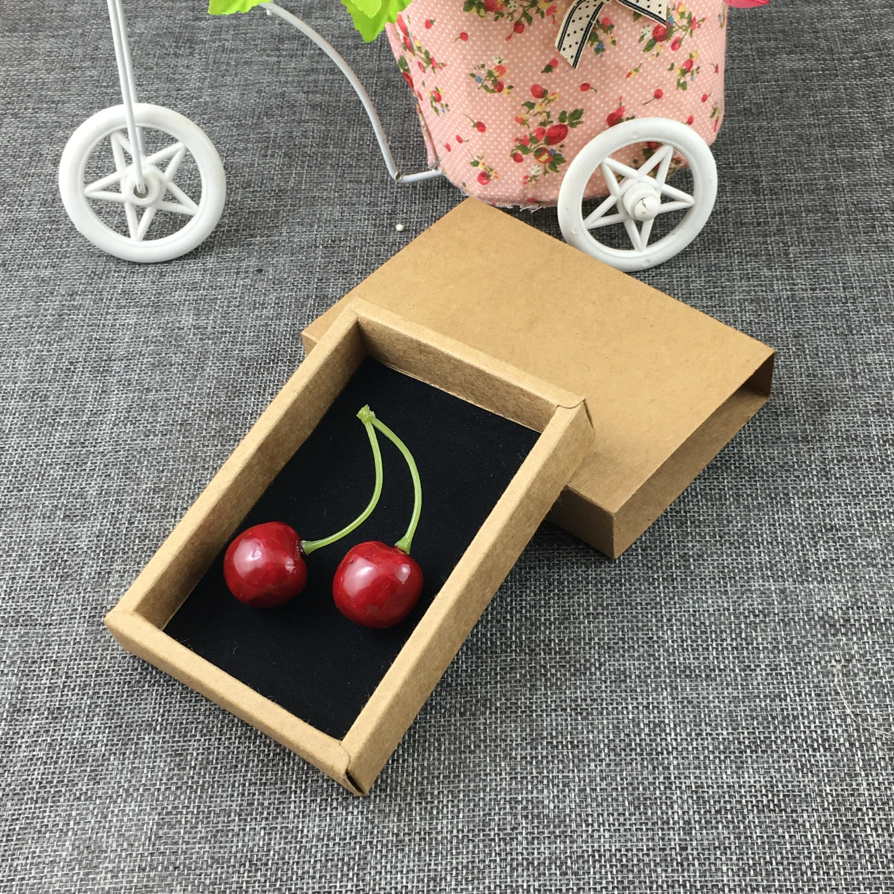 12 шт крафт ящики для документов с черным фланелеттом упаковки цветочного