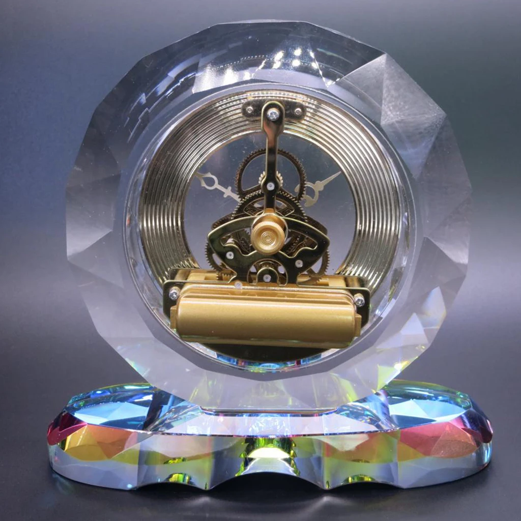 

Antique Modern Skeleton Hexagon Crystal Table Clock Unique Desk Table Clock Classic Quartz Clock Men Women Gift Jewelry