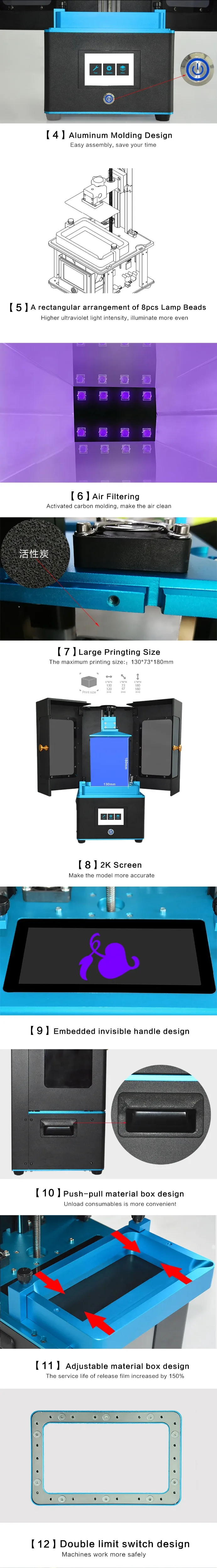 Tronxy 3d принтер ультработ новейший ЖК 405nm УФ Смола 3,5 дюймов цветной ЖК-экран с тонкоплёночным транзистором экран Быстрый ломтик 3d принтер DIY Kit машина