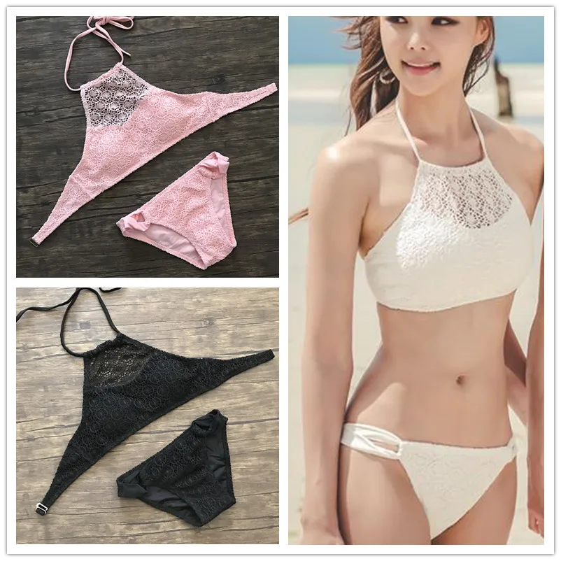 

Sexy Push Up Swimwear Women Sexy Lace Bikini Set Korean Style Bandeau Swimsuit Bathing Suit XL Plus Size Biquinis