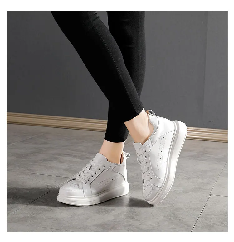 

Women Sneakers 2018 Fashion Breathble Vulcanized Shoes Women Pu leather Platform Shoes Women Lace up Casual Shoes White sneaker
