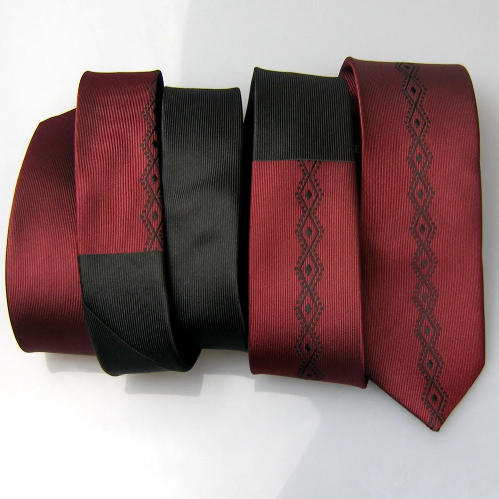 Мужские галстуки для костюма LAMMULIN с черным узлом контраст бордовое галстуком в
