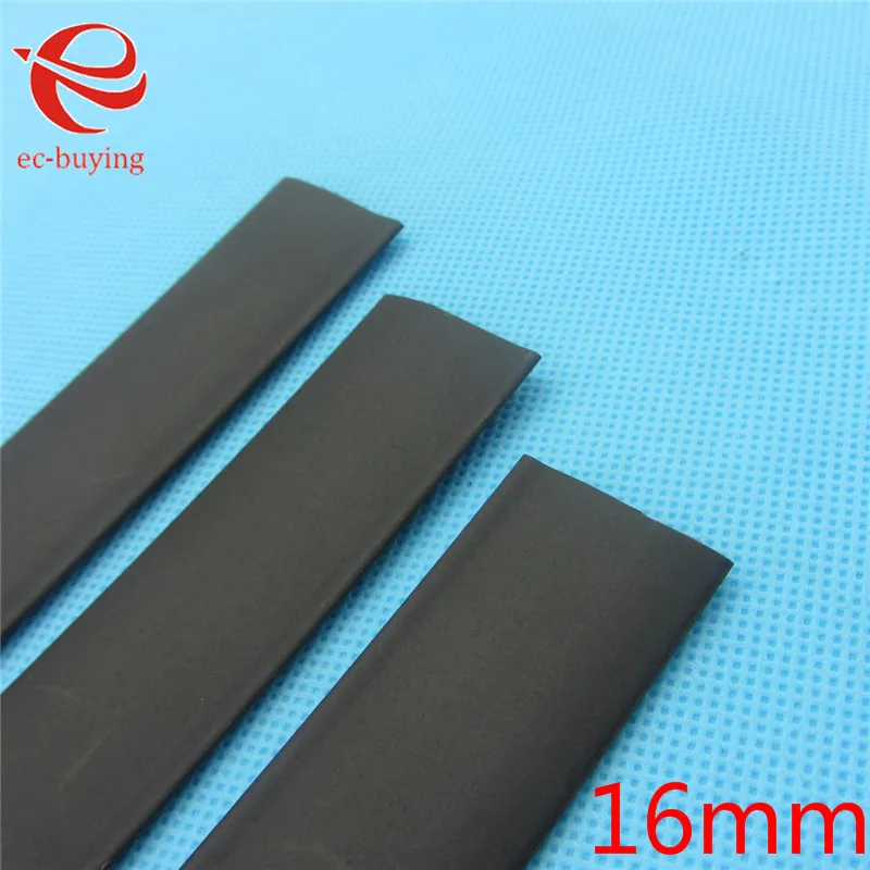 Термоусадочная трубка 1 м черная термоусадочная с внутренним диаметром 16 мм