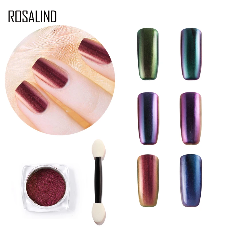 ROSALIND 1 шт. блестящая пудра Хамелеон для ногтей Полуперманентная полировка сделай