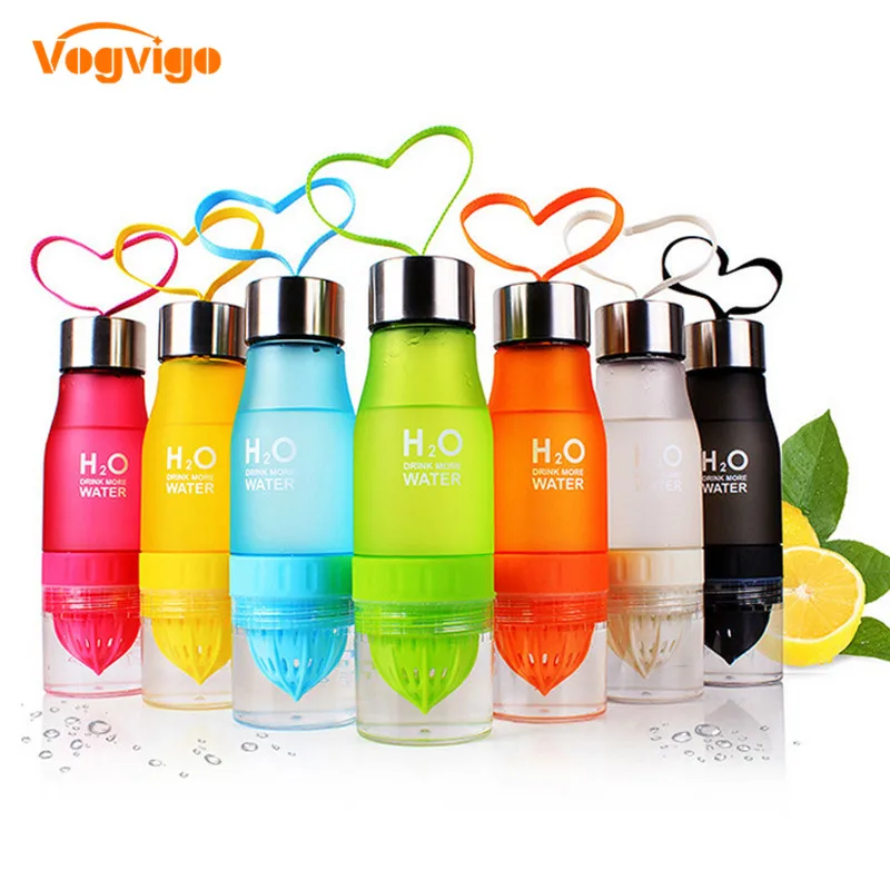 VOGVIGO, подарок, 650 мл, H2O, лимонный сок, фруктовая бутылка для воды, для заварки, посуда для напитков, для улицы, портативный шейкер, Спортивная бутылка, BPA бесплатно