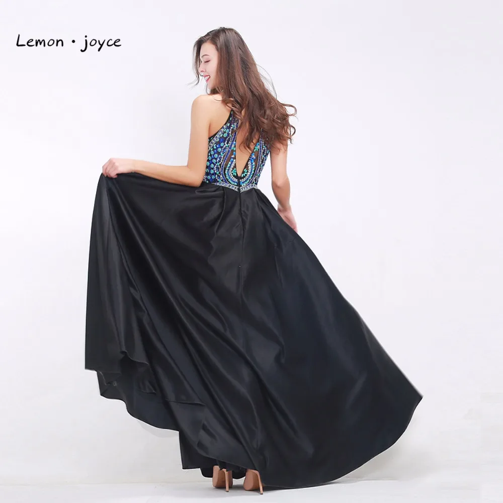 Женское вечернее платье Lemon joyce длинное черное на бретельках без рукавов с