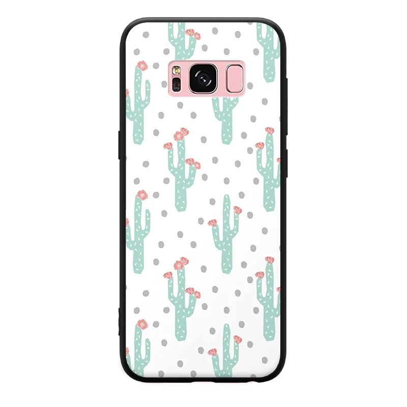 Жесткий чехол для телефона Samsung Galaxy A3 A5 A8 J3 J5 J7 с рисунком черно белых кактусов