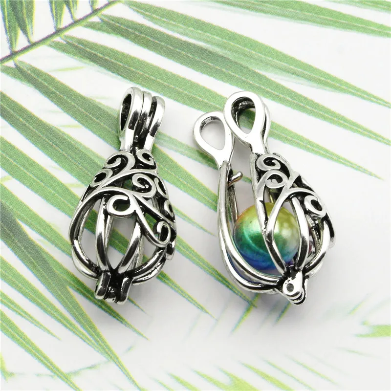 10 шт. разноцветные жемчужные подвески клетки медальон для ароматерапии капли