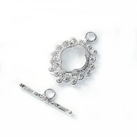 doreenbeads zinc based alloy silver color toggle clasps flower pattern components jewelry diy 23mm x16mm 21mm x 6mm 2 sets