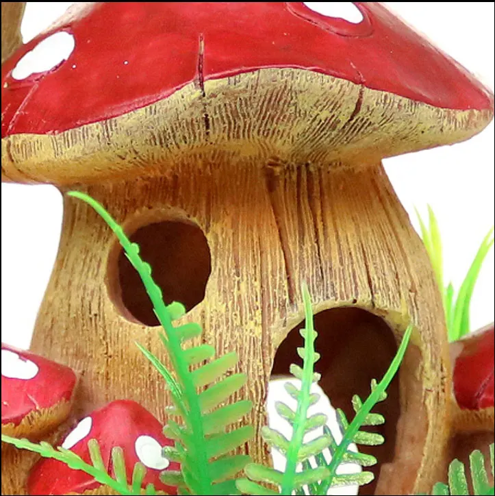 Simulation Mushroom House Cobblestone Fish Tank Decoration Accessories With Caves Can Be Hidden DIY Resin Aquarium Background | Дом и сад